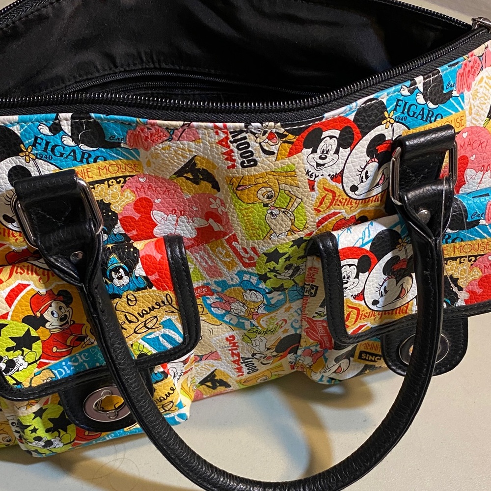 Disney Multicolor Cartoon Patchwork Tote with Black Trim - Picture 5 of 5